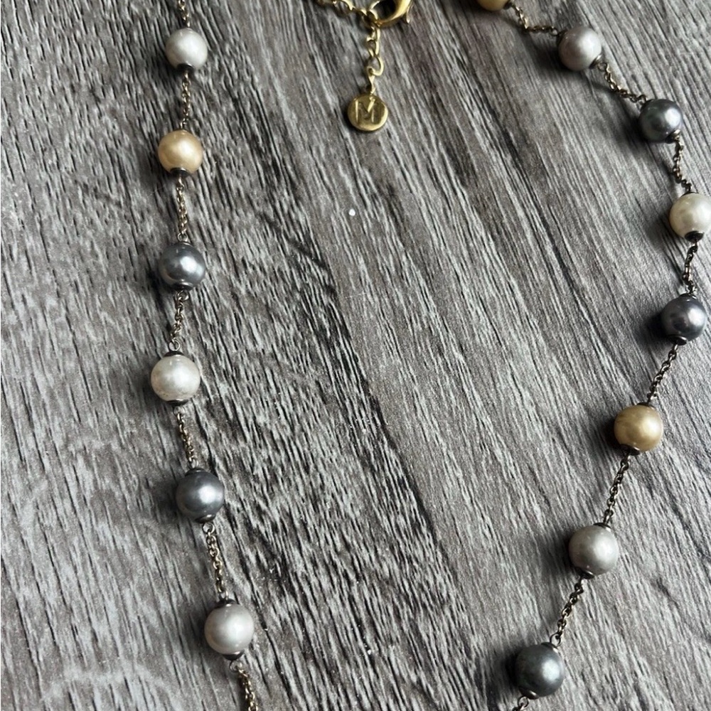 Elegant Majorica 1890 multi-Color Pearl Beaded Necklace 925 with gold plate